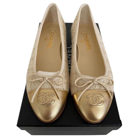 chanel ballerina beige|Chanel flats for women.